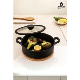 Amboss Vento Döküm Titanyum Kaplama Cam Kapaklı 26x7 cm Basık Tencere