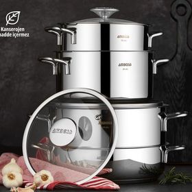 Amboss White 13 Parça Cool Çelik Tencere ve Servis Seti