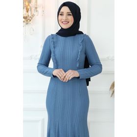Amine Hüma Belin İndigo Abiye Elbise