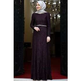 Amine Hüma Hayal Abiye Mor Elbise