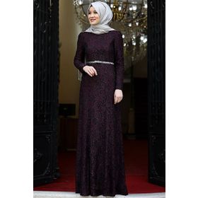 Amine Hüma Hayal Abiye Mor Elbise