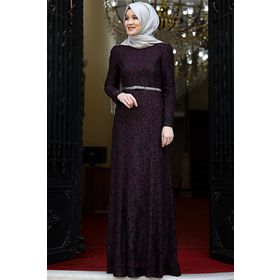 Amine Hüma Hayal Abiye Mor Elbise