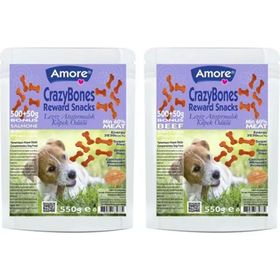 Amore Crazy Bones Somonlu ve Sığır Etli Yumuşak 550+550 gr Kemik Köpek Ödülü
