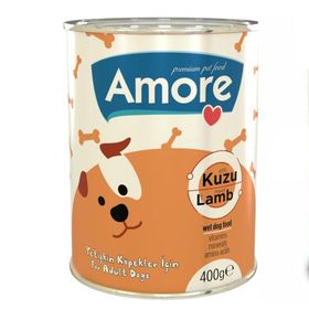 Amore Kuzu Parça Etli 24'lü Yetişkin Köpek Konserve Maması