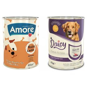 Amore Kuzu Parça Etli 6'lı Yetişkin Köpek Konserve Maması