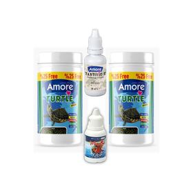 Amore Turtle Green Calcium Sticks 2x125 ml Su Kaplumbağası Yemi Clear Vitamin Seti
