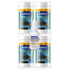 Amore Turtle Green Calcium Sticks 4x125 ml Su Kaplumbağası Yemi ve Vitamin Seti