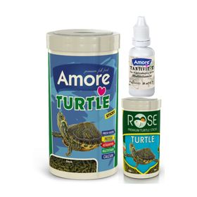 Amore Turtle Green Sticks 1000 ml Rose 250 ml Su Kaplumbağası Yemi ve Vitamin