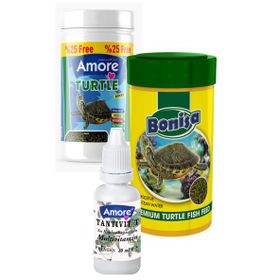 Amore Turtle Green Sticks 125+250 ml Bonisa Su Kaplumbağası Yemi ve Vitamini Set