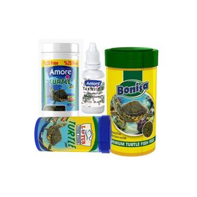 Amore Turtle Green Sticks 125+250+100 ml Bonisa Lotus Su Kaplumbağası Yemi ve Vitamin Seti