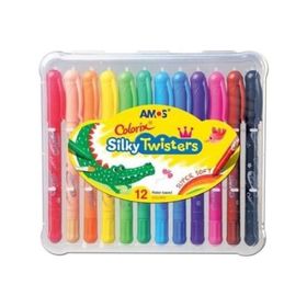 Amos Silky Twisters 12 Renk Üçü Bir Arada Jel Tipi Mum Boya