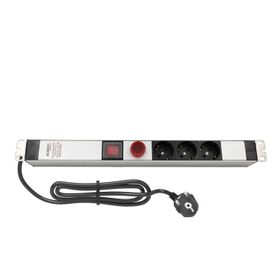 AMP Connect 19" 1U 3'lü Schuko Anahtarlı Volt/Amper Göstergeli Kabinet Grup Prizi