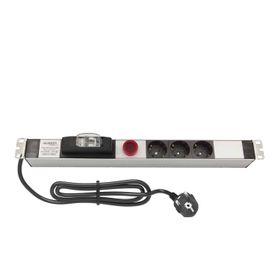 AMP Connect 19" 1U 3'lü Schuko Anahtarlı Volt/Amper Göstergeli Kabinet Grup Prizi