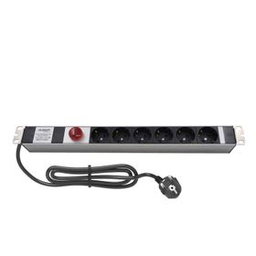 AMP Connect 19" 1U 6'lı Fransız UPS On/Off Anahtarlı Kabinet Grup Prizi
