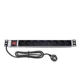 AMP Connect 19" 1U 8'li Fransız UPS On/Off Anahtarlı Kabinet Grup Prizi