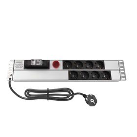 AMP Connect 19" 1U 8'li Sigortalı Volt/Amper Göstergeli Kabinet Grup Prizi