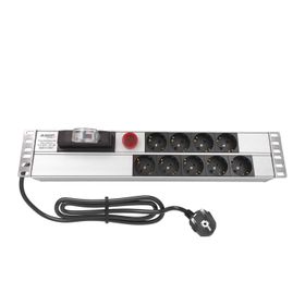 AMP Connect 19" 1U 9'lu Schuko Sigortalı Volt/Amper Göstergeli Kabinet Grup Prizi