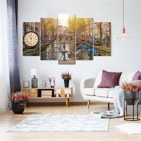 Amsterdam Kanal 5 Parçalı Kanvas Tablo