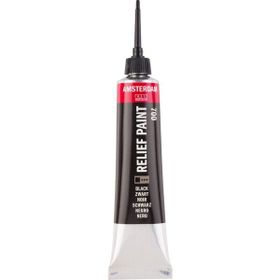 Amsterdam Rölyef Kabartma 20 ml Tüp Black Cam Boyası
