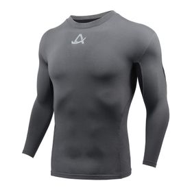 AMZSPORT 113001 Uzun Kollu Gri Siyah Erkek Spor T-shirt