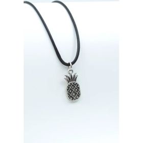 Ananas Gümüş Kaplama Deri İp Kolye