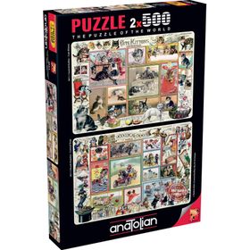 Anatolian 2 x 500 Parça Sevimli Kediler - Komik Köpekler Puzzle -