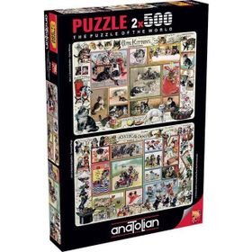 Anatolian 2 x 500 Parça Sevimli Kediler - Komik Köpekler Puzzle -