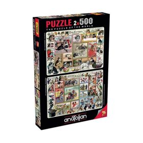 Anatolian 2 x 500 Parça Sevimli Kediler - Komik Köpekler Puzzle -