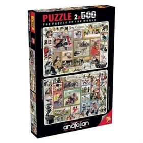 Anatolian 2 x 500 Parça Sevimli Kediler - Komik Köpekler Puzzle -