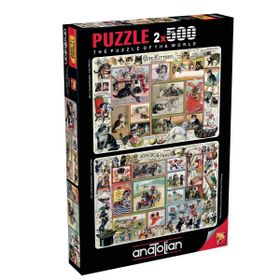 Anatolian 2 x 500 Parça Sevimli Kediler - Komik Köpekler Puzzle -