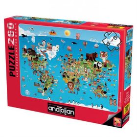 Anatolian 260 Parça Karikatür Dünya Haritası Puzzle