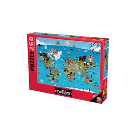 Anatolian 3338 260 Parça Karikatür Dünya Haritası Puzzle