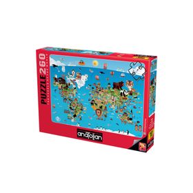 Anatolian 3338 260 Parça Karikatür Dünya Haritası Puzzle