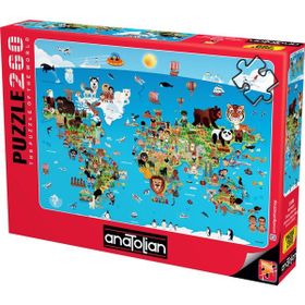 Anatolian 3338 260 Parça Karikatür Dünya Haritası Puzzle