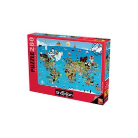 Anatolian 3338 260 Parça Karikatür Dünya Haritası Puzzle