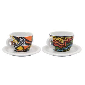 Ancap Edex Arlecchino 190 ml 4 Parça 2 Kişilik Cappuccino Tabak ve Fincan Takımı