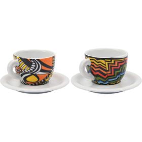 Ancap Edex Arlecchino 190 ml 4 Parça 2 Kişilik Cappuccino Tabak ve Fincan Takımı