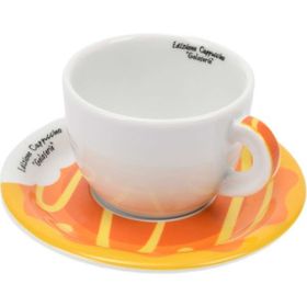Ancap Edex Goloserie Turuncu 180 ml Porselen Cappuccino Tabak ve Fincan Takımı