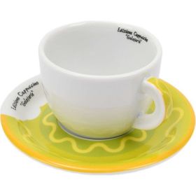 Ancap Edex Goloserie Yeşil 180 ml Porselen Cappuccino Tabak ve Fincan Takımı