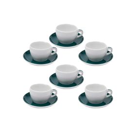 Ancap Verona Deniz Mavisi Çizgili 180 ml 6 Parça Cappuccino Tabak ve Fincan Takımı
