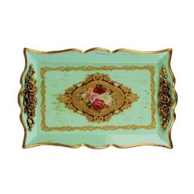 Ancel Ahşap Mavi Eskitme 38x24 cm Tepsi