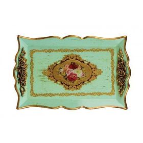 Ancel Ahşap Mavi Eskitme 38x24 cm Tepsi