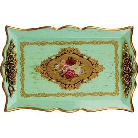 Ancel Ahşap Mavi Eskitme 38x24 cm Tepsi