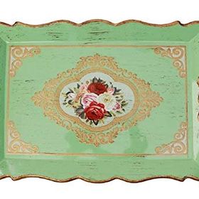 Ancel Ahşap Yeşil Çatlatma 42.5x28 cm Tepsi