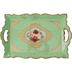 Ancel Ahşap Yeşil Çatlatma 42.5x28 cm Tepsi