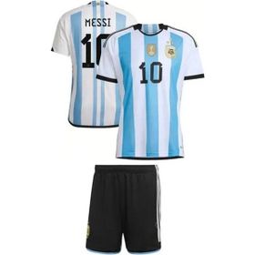 Andream Arjantin 2023/2024 Sezon Messi Dünya Kupası 3 Yıldız Futbol Mavi Beyaz 2'li Çocuk Forması