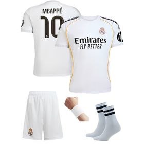 Andream Real Madrid Mbappe 2026 Yeni Sezon Beyaz 4'lü Set Çorap +Bileklik Hediyeli Çocuk Forması