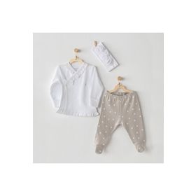 Andy Wawa AC23666 Beige & White 3'lü Bebek Zıbın Takımı