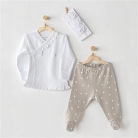 Andy Wawa AC23666 Beige & White 3'lü Bebek Zıbın Takımı