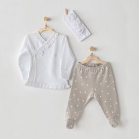 Andy Wawa AC23666 Beige & White 3'lü Bebek Zıbın Takımı